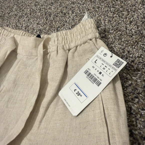 Zara Basic Beige Linen Trousers- NWT - Picture 3 of 4